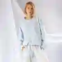 Pijama Con Buzo Velvet, Pantalón Estampado De Rayas- Talla Xl Azul