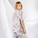 Pijama Tres Pieza Estampada De Flores- Talla S Lila