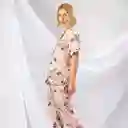 Pijama Tres Pieza Estampada De Flores- Talla M Rosado