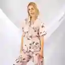 Pijama Tres Pieza Estampada De Flores- Talla M Rosado