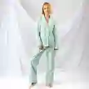 Pijama Dos Piezas En Tejido Plano Con Botones- Talla L Verde