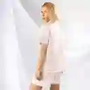 Pijama De Short Y Camiseta Estampada De Flores, Talla L Rosado