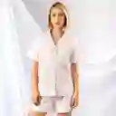 Pijama De Short Y Camiseta Estampada De Flores, Talla L Rosado