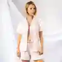 Pijama De Short Y Camiseta Estampada De Flores, Talla L Rosado