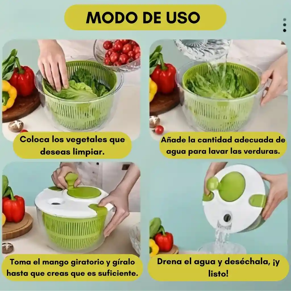Escurridor Centrifugador Secadora De Verduras Fruta Cocina
