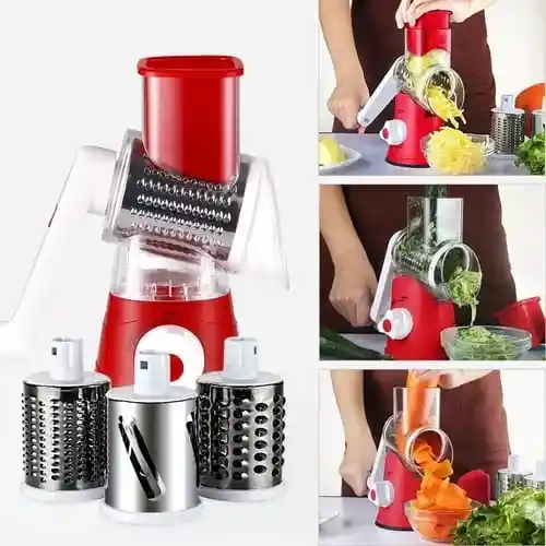 Molino Picatodo Rallador De Verduras 3 En 1 Rojo