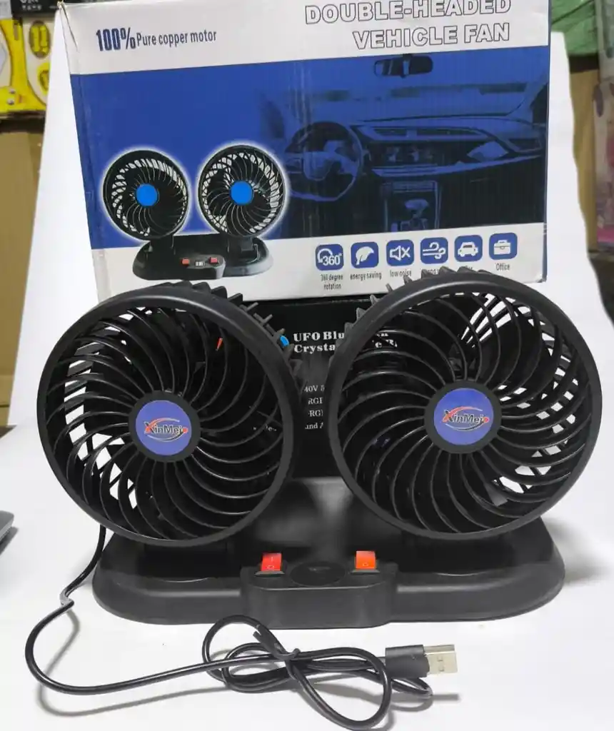 Mini Ventilador Doble Para Carro Y Oficina Graduable Conexion Usb