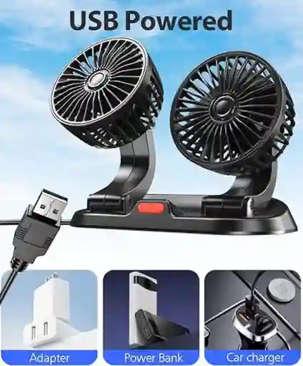 Mini Ventilador Doble Para Carro Y Oficina Graduable Conexion Usb