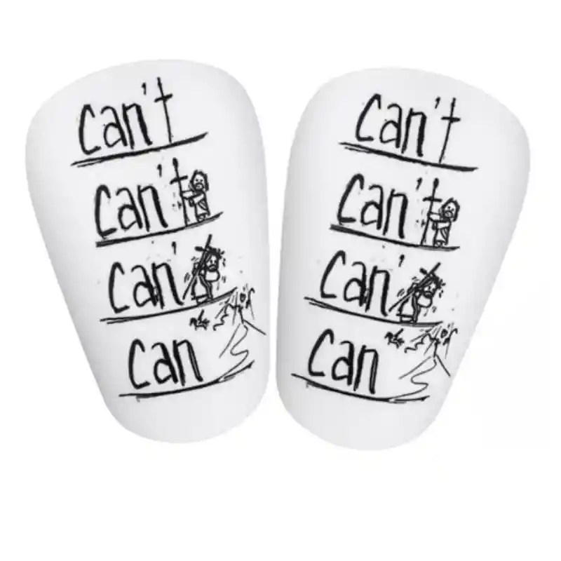 Mini Espinilleras Canilleras Futbol Protección Comodidad Color Blanco Con Letras Negras
