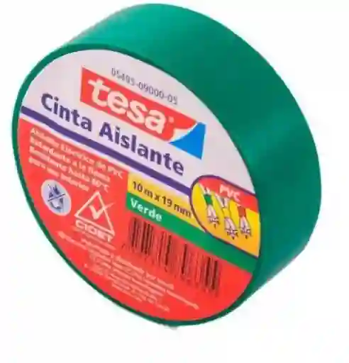 Cinta Aislante Verde, 19x10m - Tesa