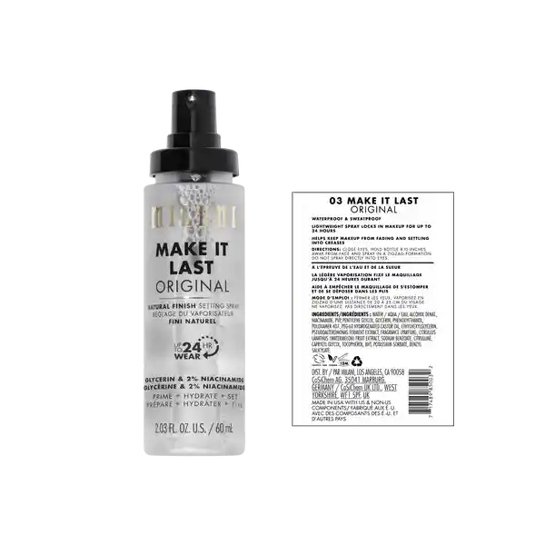 Fijador De Maquillaje Milani It Last Original - Natural Finish Setting Spray
