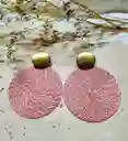 Aretes En Terlenca Redondos Tono Palo Rosa
