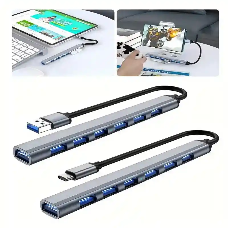 Hub Usb/tipo C 3.0 7 Puertos En Aluminio