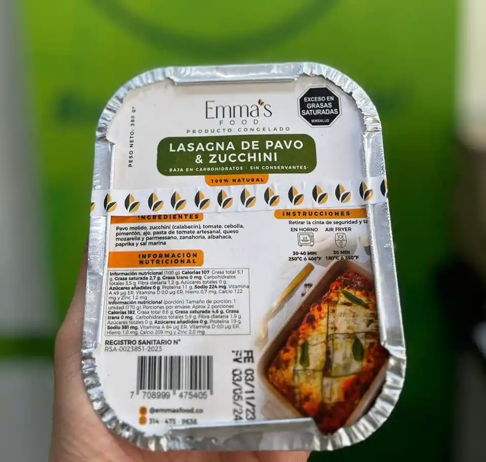 Lasagna De Pavo Y Zucchini 350gr