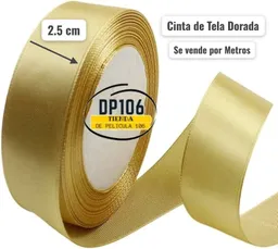 Cinta De Tela Dorado Ancho 2.5 Cm X Metro