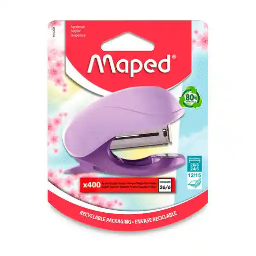 Grapadora Maped Rosa + Paq De Ganchos