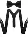 Corbatín Y Tirantes Negros Diseño Elegante ( Hombre- Mujer)