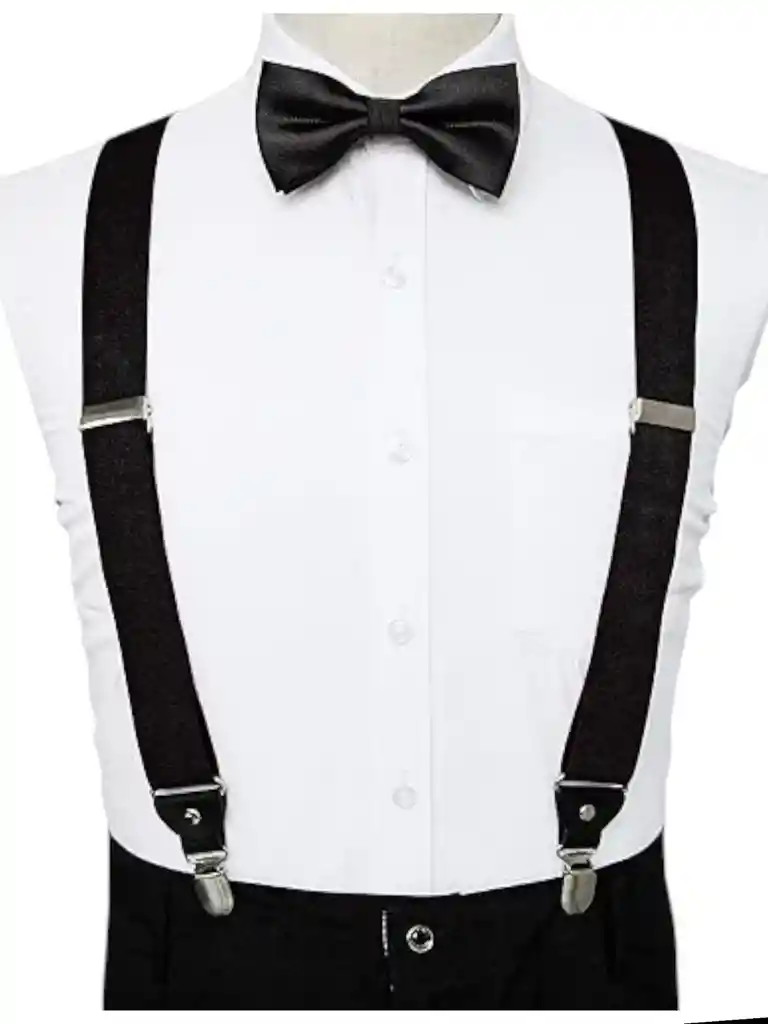 Corbatín Y Tirantes Negros Diseño Elegante ( Hombre- Mujer)