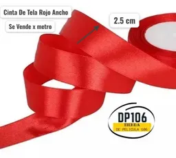 Cinta De Tela Rojo Ancho 2.5 Cm X Metro