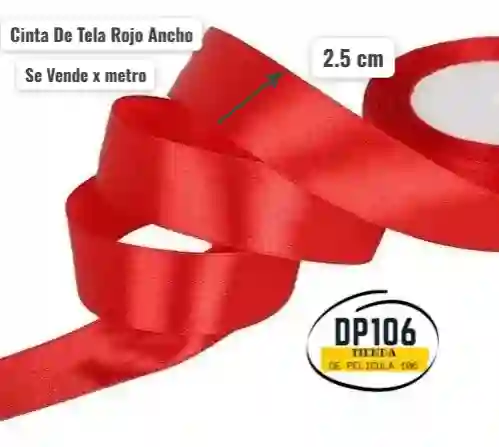 Cinta De Tela Rojo Ancho 2.5 Cm X Metro