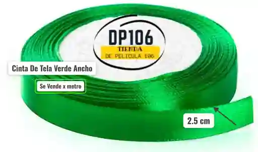 Cinta De Tela Verde Ancho 2.5 Cm X Metro