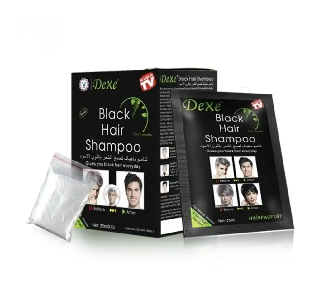 Champú Tinte Para Cabello Cubre Canas Color Negro 10 Sobres