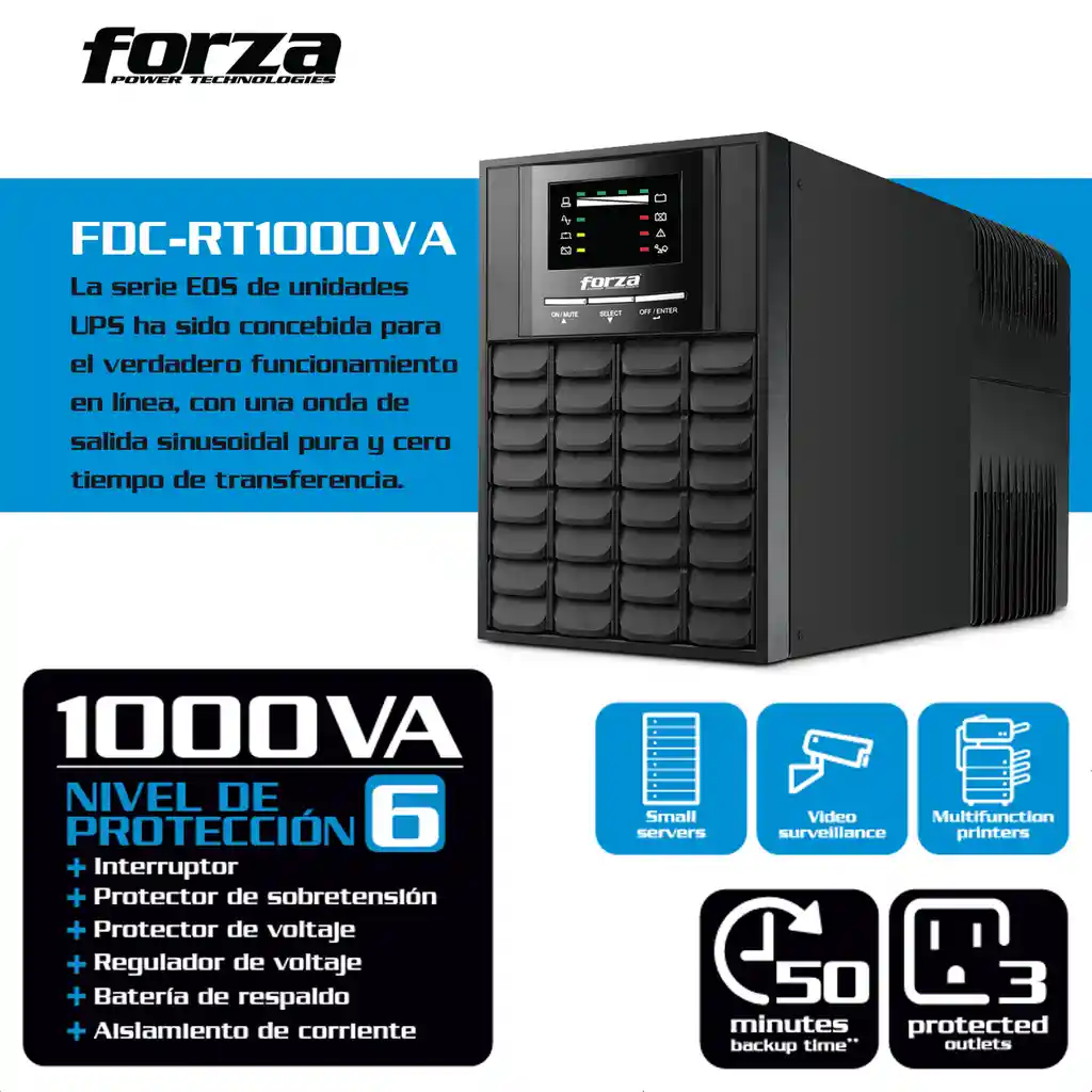 Ups Online 1kva Forza Eos Fdc-rt1000va 1000va/700w 1pc±50min