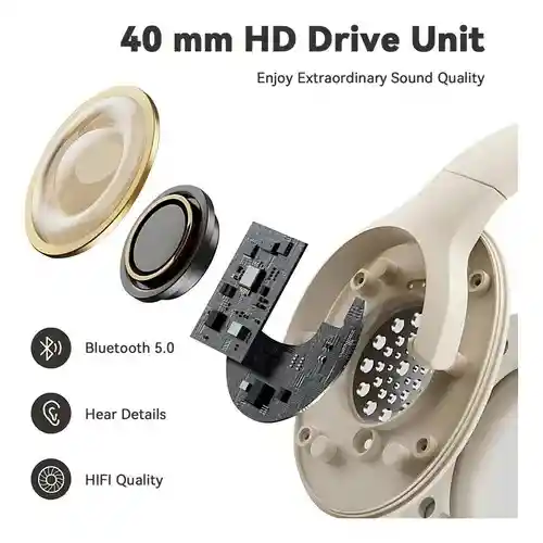 Auriculares Bluetooth Nuez Claro Ligeros Plegable Para Viajes / P2961