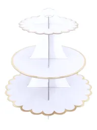 Base Para Cupcakes Postres Pops Torta Galleta 3 Pisos Blanco Dorado