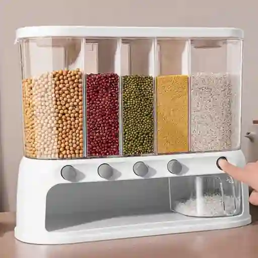 Dispensador Organizador De Cereales Y Granos Para Cocina Color Transparente Multiple