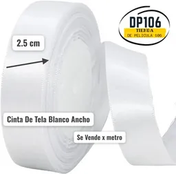 Cinta De Tela Blanco Ancho 2.5 Cm X Metro
