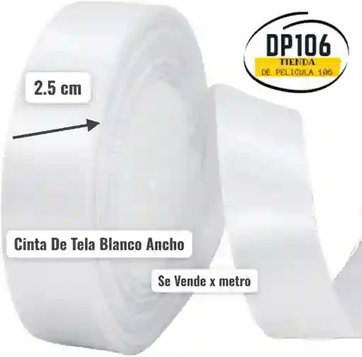 Cinta De Tela Blanco Ancho 2.5 Cm X Metro