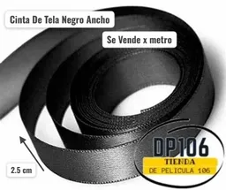 Cinta De Tela Negro Ancho 2.5 Cm X Metro
