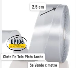 Cinta De Tela Plata Ancho 2.5 Cm X Metro