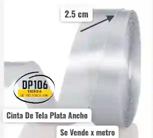 Cinta De Tela Plata Ancho 2.5 Cm X Metro