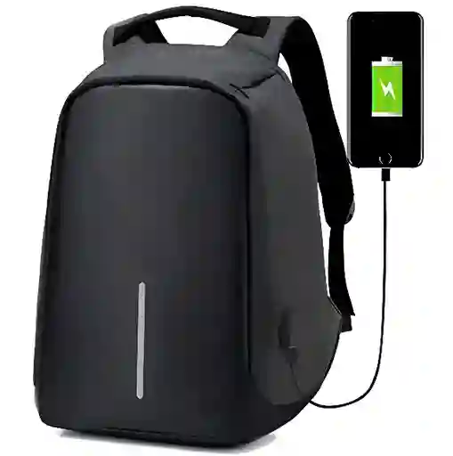 Mochila Antirrobo Impermeable Con Puerto Usb Negro