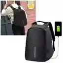 Mochila Antirrobo Impermeable Con Puerto Usb Negro