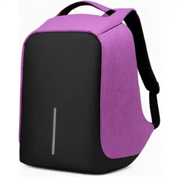 Mochila Antirrobo Impermeable Con Puerto Usb Morado