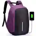 Mochila Antirrobo Impermeable Con Puerto Usb Morado