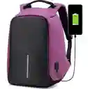Mochila Antirrobo Impermeable Con Puerto Usb Morado