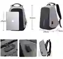 Mochila Antirrobo Impermeable Con Puerto Usb Gris