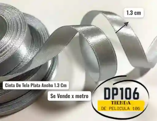 Cinta De Tela Plata Ancho 1.3 Cm X Metro