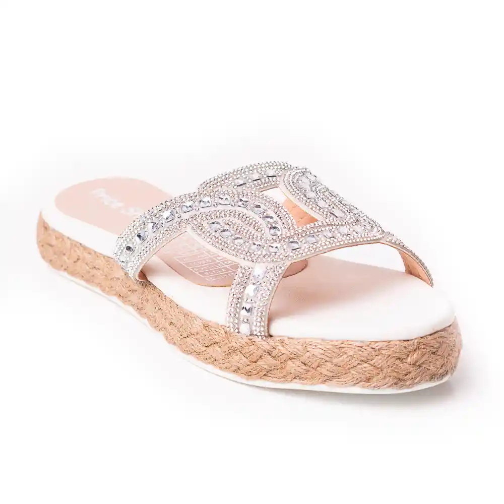 Price Shoes Sandalia Plana Para Mujer Brillantes 312georginaplata