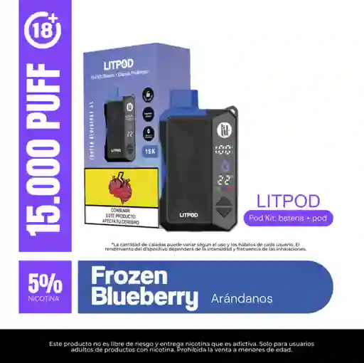 Vape Lit Frozen Blueberry 15.000 Puffs Kit Bateria Y Pod