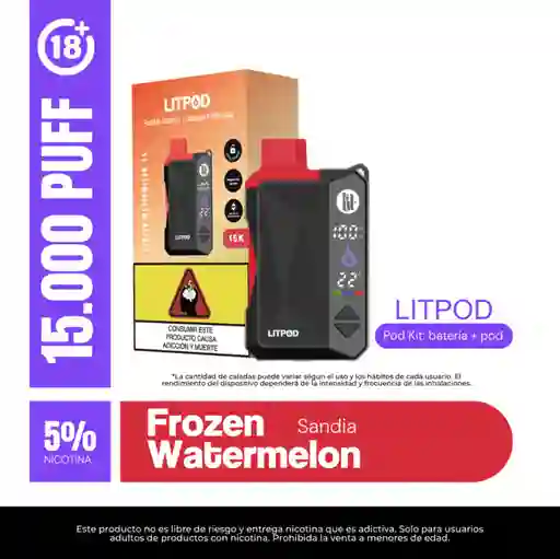 Vape Lit Frozen Watermelon 15.000 Puffs Kit Bateria Y Pod