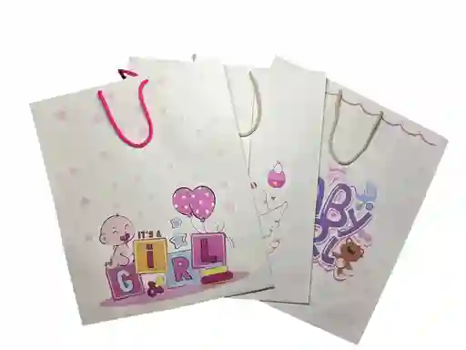 Bolsa De Regalo Kraft Earthpact Baby Shower Niña Rosado Pliego Y Medio 39,5x33cm