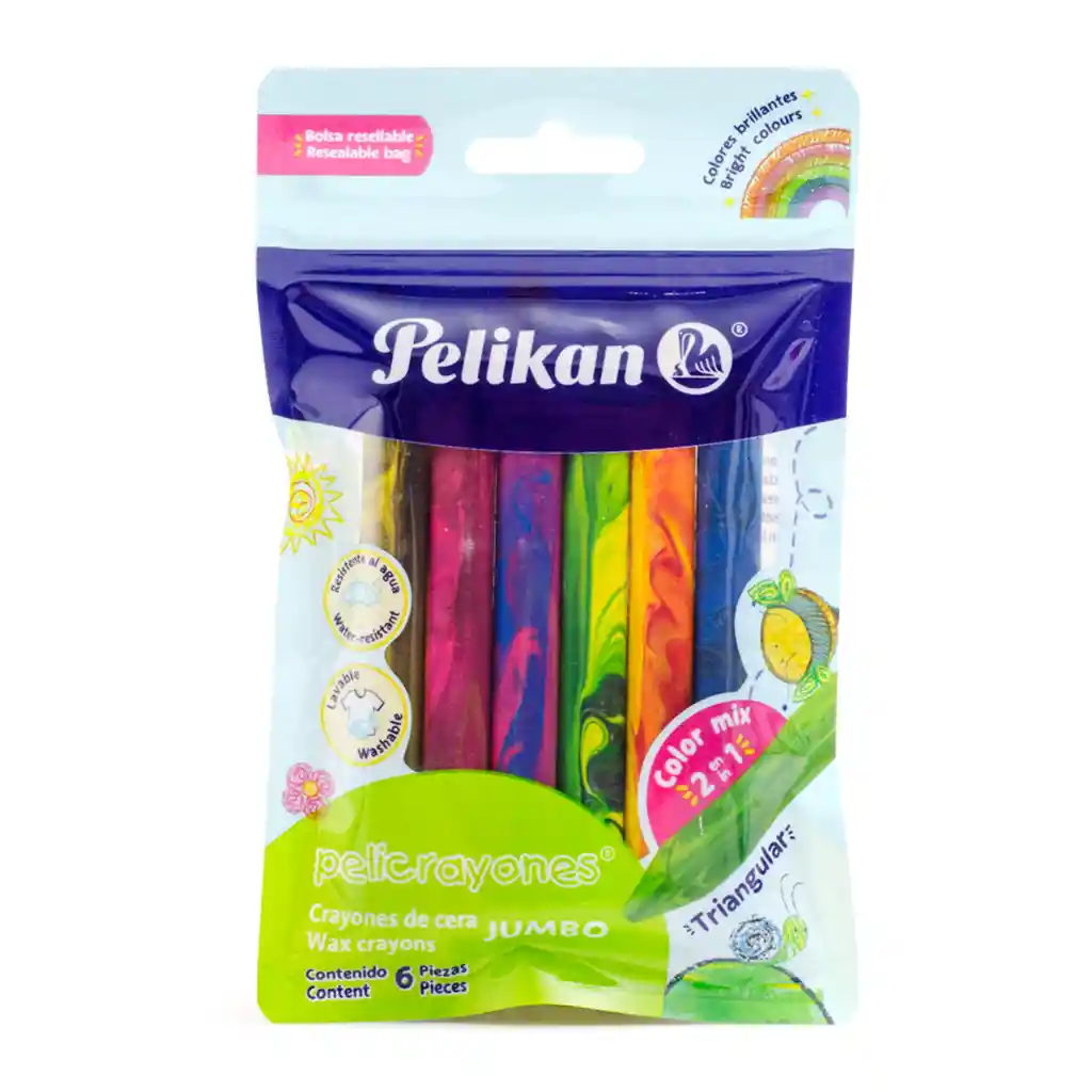 Crayones De Cera Jumbo Colores Surtidos X 6 Pelikan