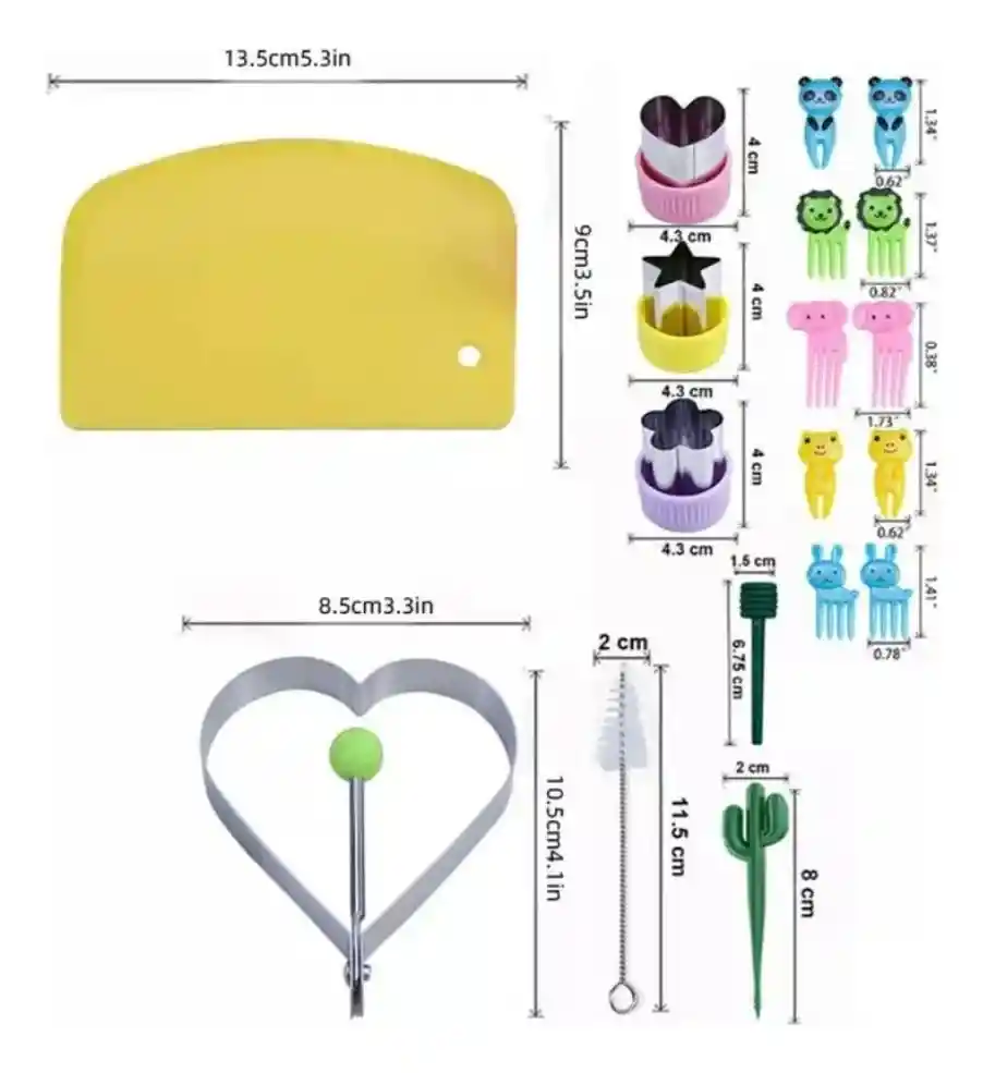 Kit Moldes Cortadores De Formas Pan Galletas Frutas Accesorios Para Loncheras Variadas Y Muy Divertidas