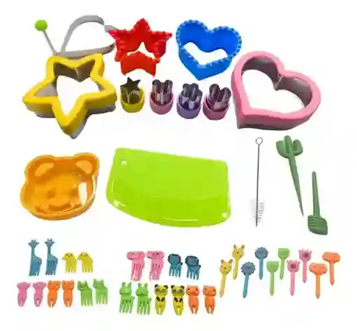 Kit Moldes Cortadores De Formas Pan Galletas Frutas Accesorios Para Loncheras Variadas Y Muy Divertidas