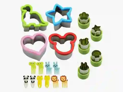 Kit Moldes Cortadores De Formas Pan Galletas Frutas Accesorios Para Loncheras Variadas Y Muy Divertidas